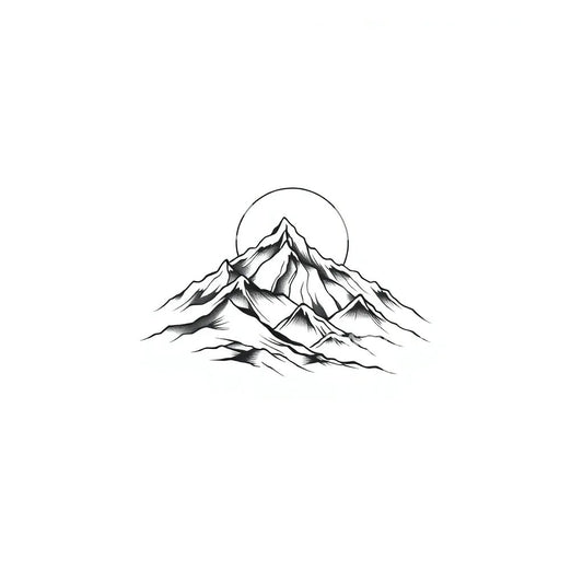 Sunlit Mountain Range Tattoo Design