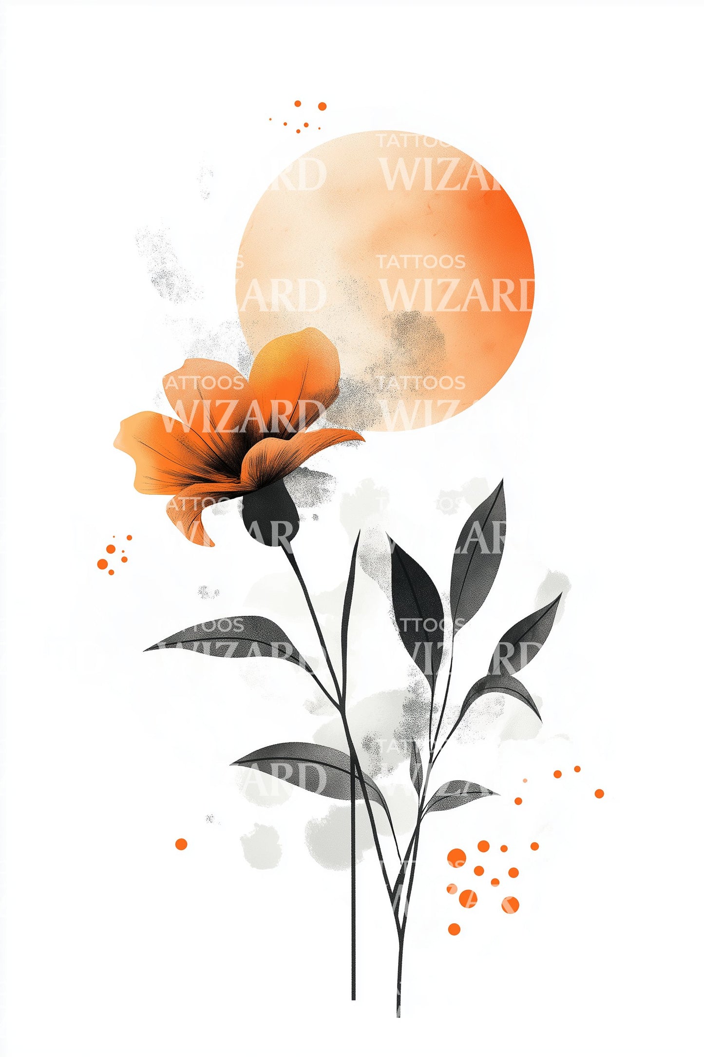 Sunlit Poppy Silhouette Tattoo Design
