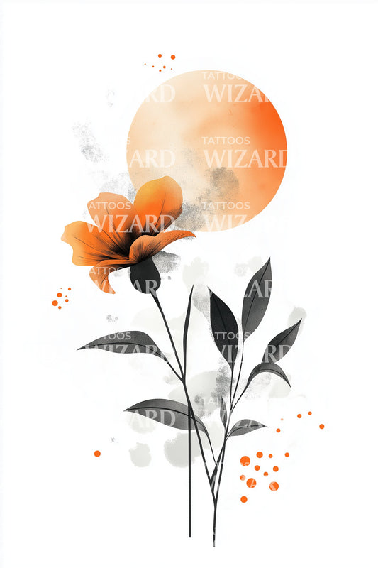 Sunlit Poppy Silhouette Tattoo Design