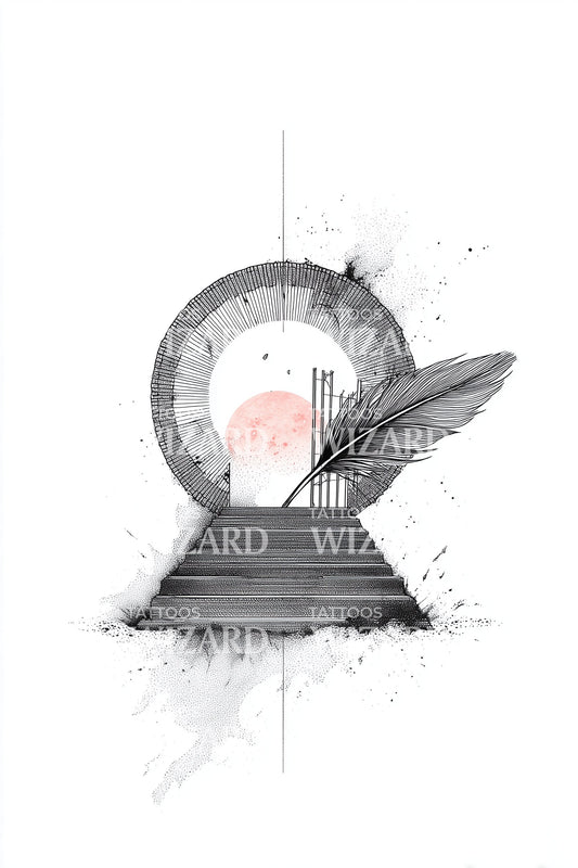 Sunrise Stone Portal Tattoo Illustration