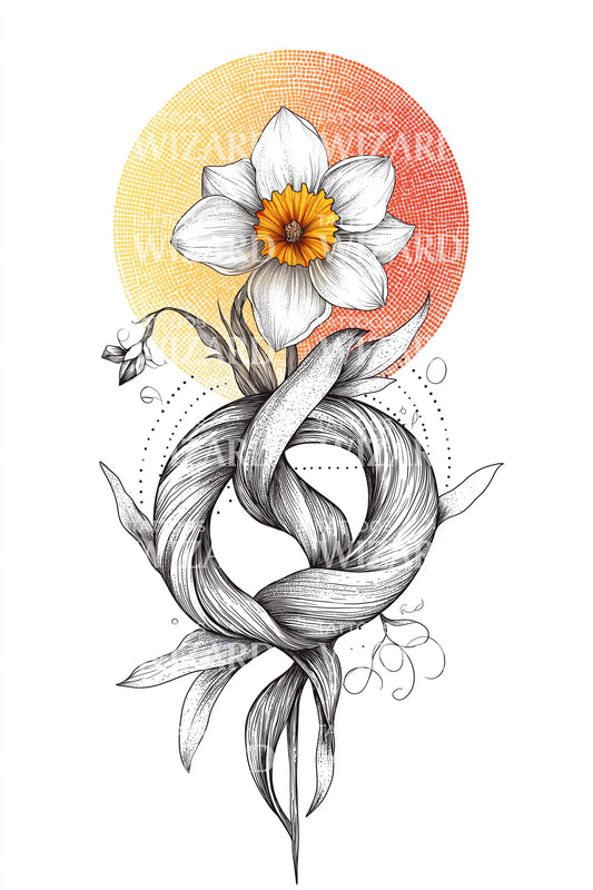 Sunrise Twine Daffodil Tattoo Design