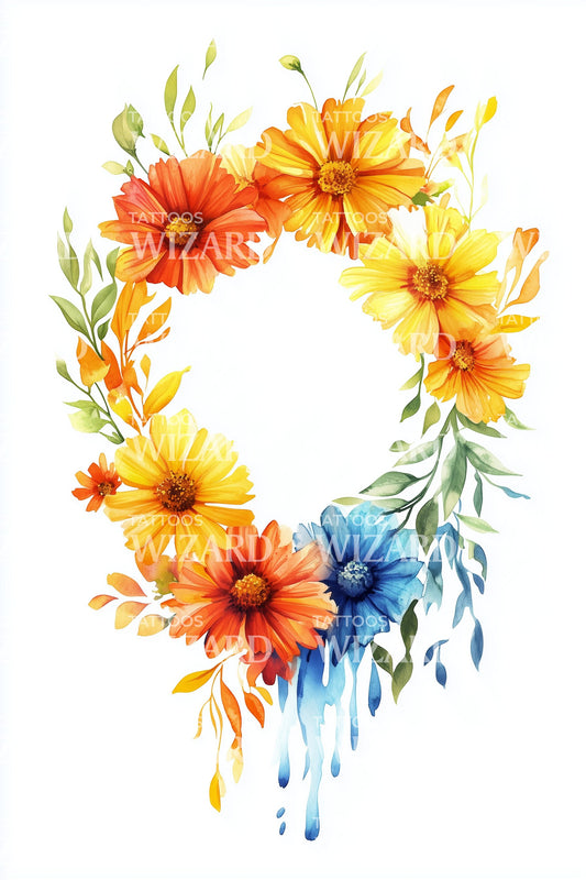 Sunset Flower Halo Tattoo Design