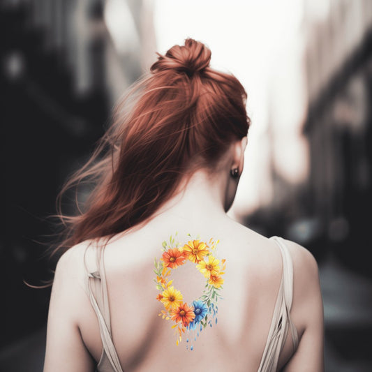 Sunset Flower Halo Tattoo Design
