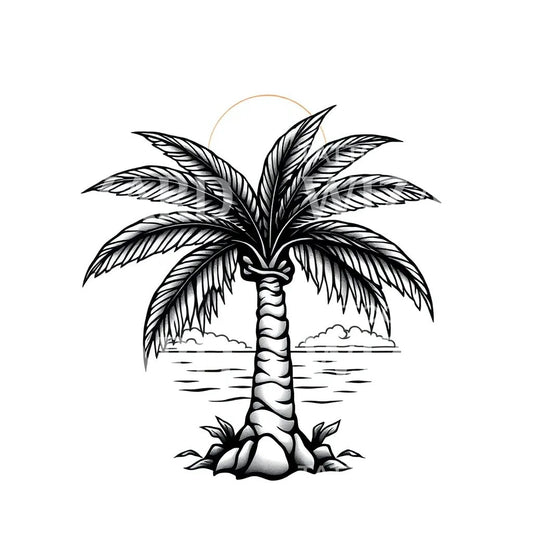 Sunset Palm Tattoo Design