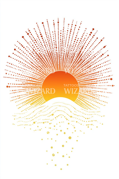 Sunset Radiant Burst Tattoo Design