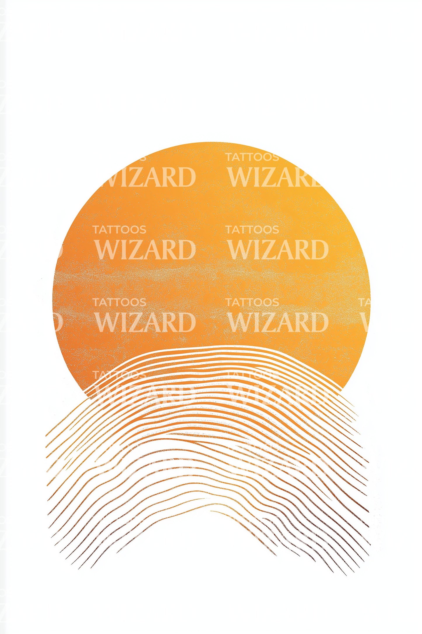 Sunset Waves Horizon Tattoo Illustration
