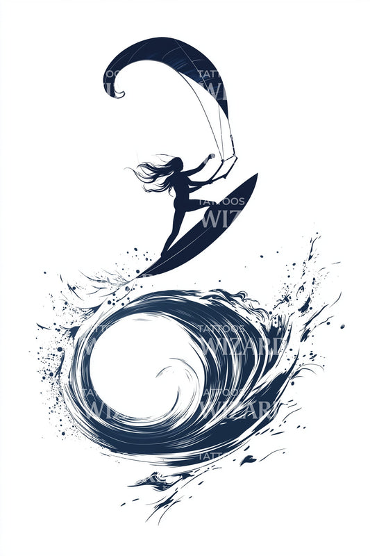 Idea per tatuaggio spirale onda da surfista