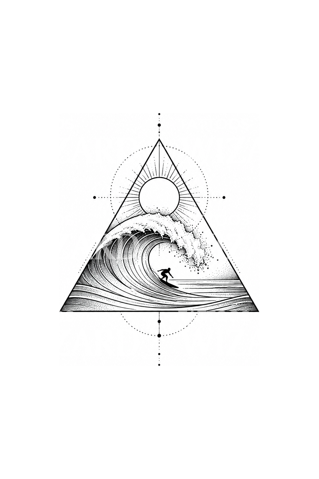 Surfer Wave in Triangle Geometric Tattoo – Tattoos Wizard Designs