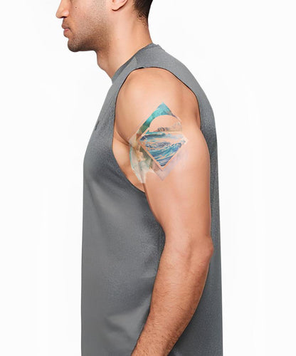 Desain Tato Lanskap Geometris Pantai Ombak