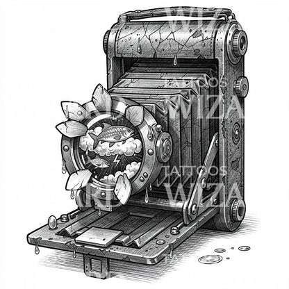Surreal Camera Dream Tattoo Design
