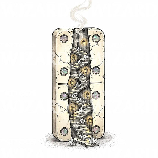 Surreal Domino Staircase Tattoo Design