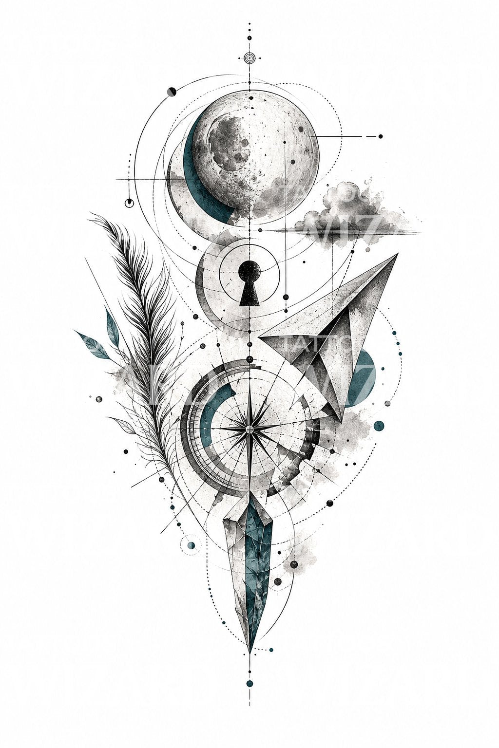 Surreal Dream Cluster Tattoo Design