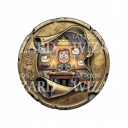 Surrealistisk Brev-kontor Tattoo-Illustration