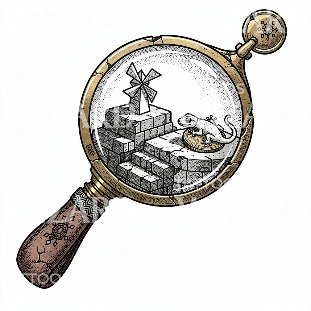 Surreal Magnifying Glass Tattoo Design