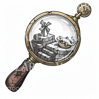 Surreal Magnifying Glass Tattoo Design