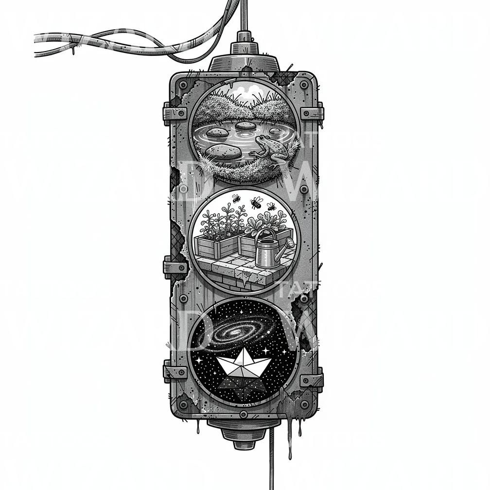 Surreal Portal Windows Tattoo Design