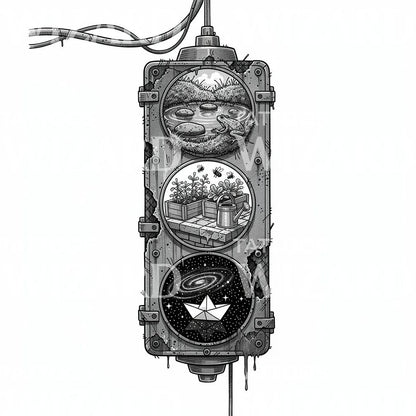 Surreal Portal Windows Tattoo Design