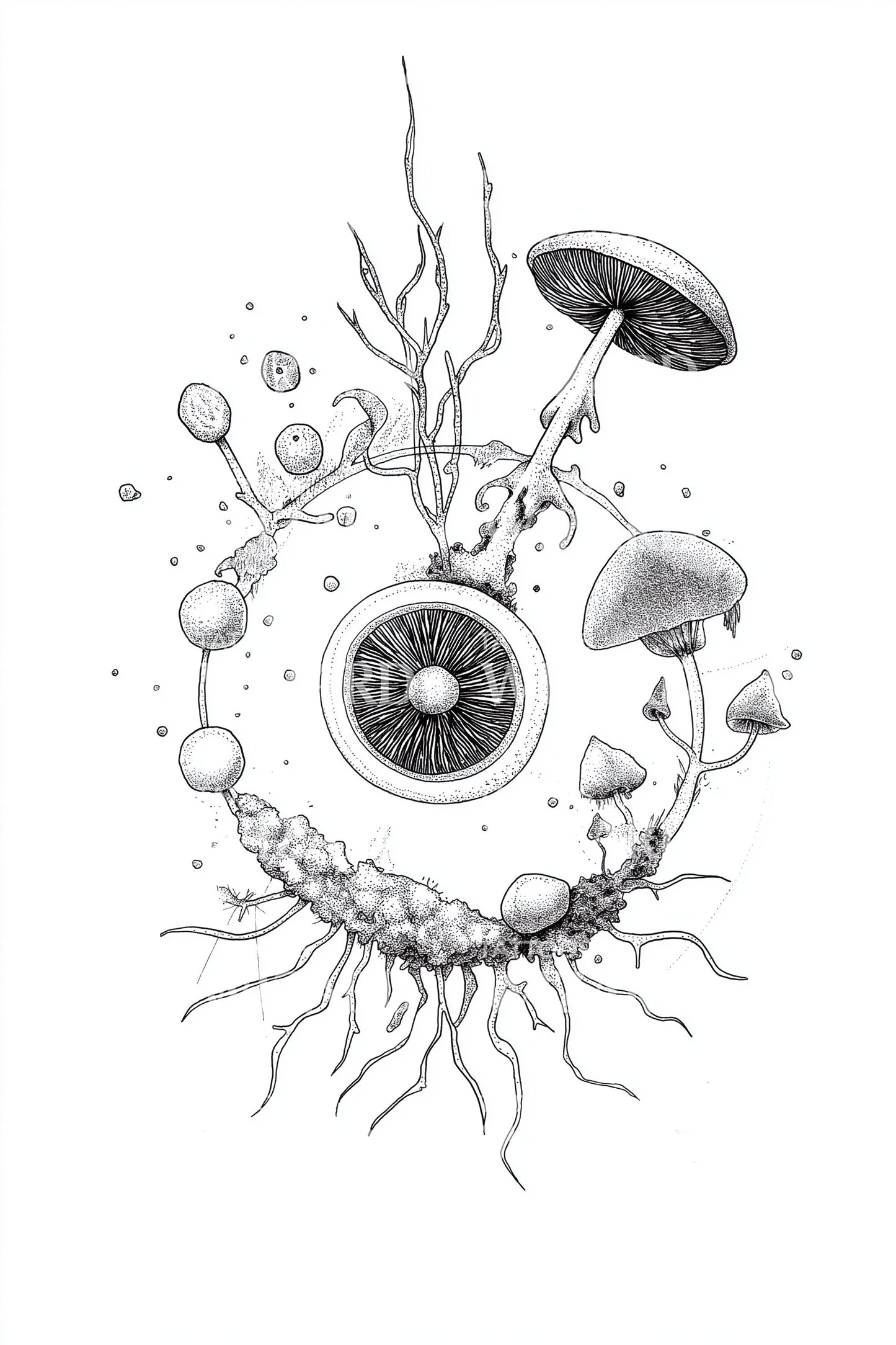 Surreal Spore Eye Tattoo Design