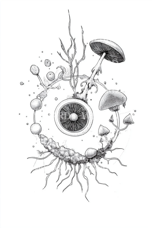 Surreal Spore Eye Tattoo Design