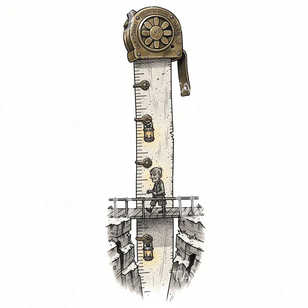 Surreal Tape Measure Tattoo Illustration