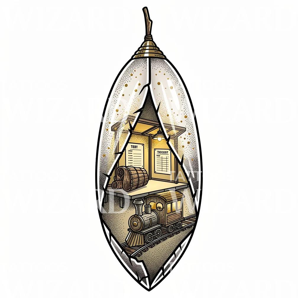 Diseño de Tatuaje Surrealista Estación de Tren
