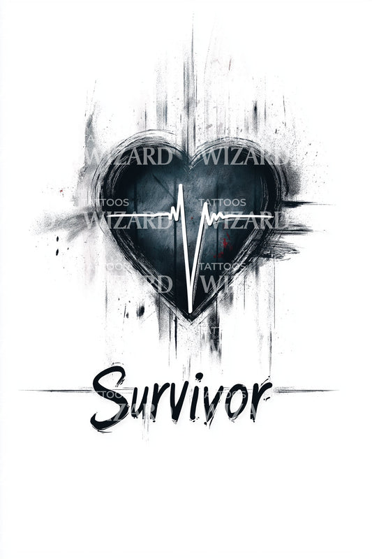 Survivor Heartbeat Blue Tattoo Design