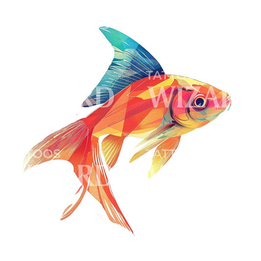 Colorful Fish Illustrative Tattoo Design