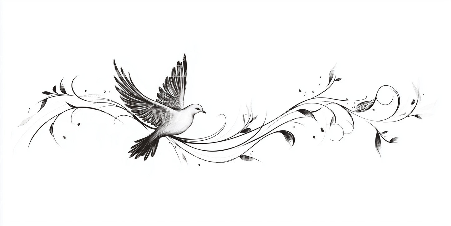 Swallow Vine Tattoo Illustration