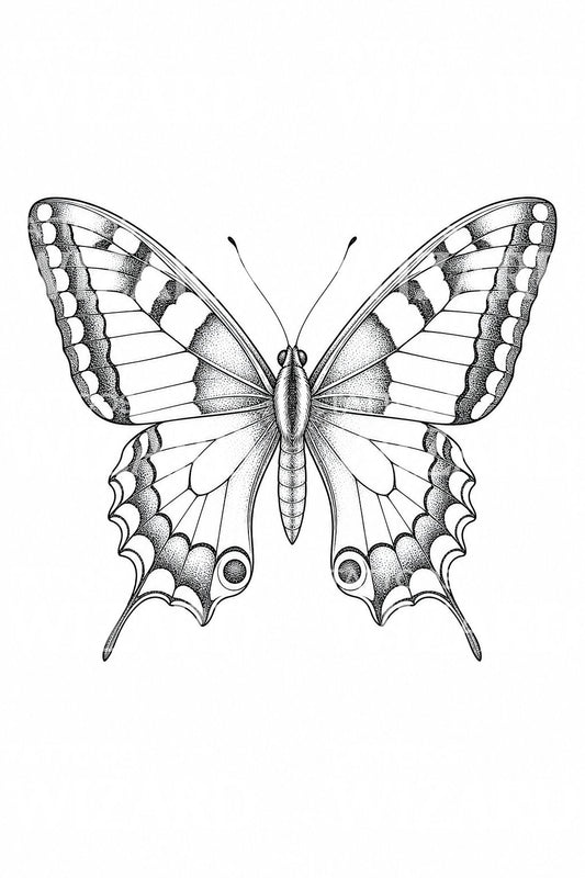 Ilustración de tatuaje de mariposa cola de golondrina