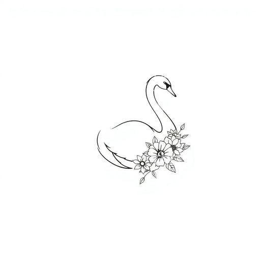 Swan Floral Tattoo Design