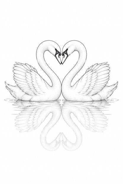 Schwanenpaar Herz Tattoo Design