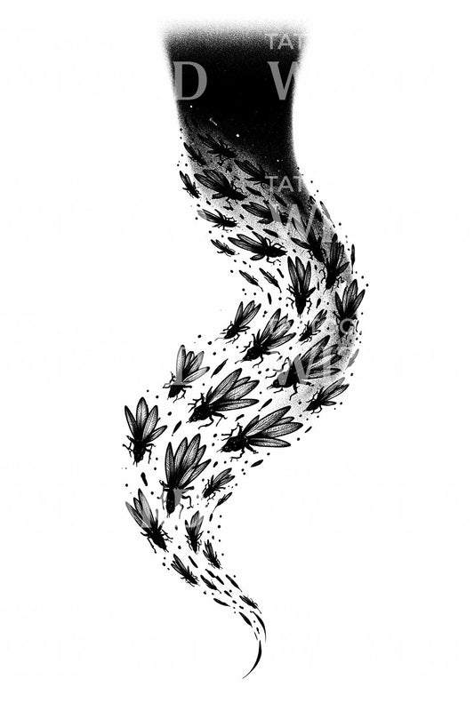 Swarm of Flies Tattoo Design