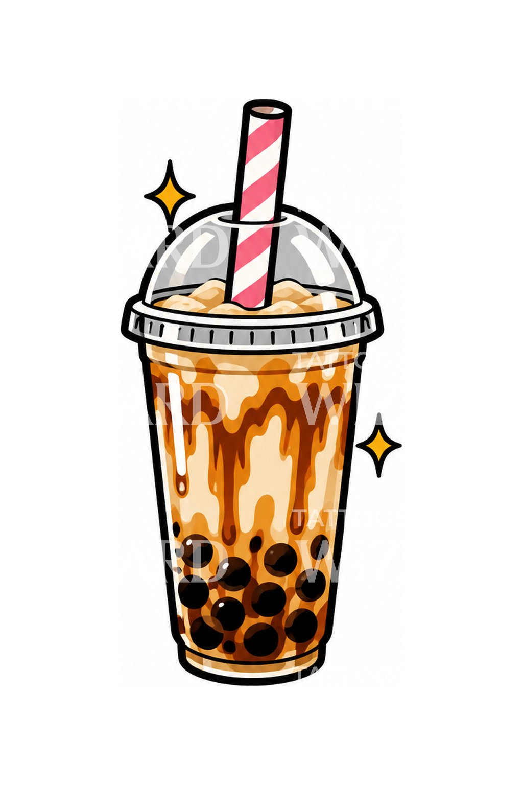 Nápad na oldschool tetování sladkého bubble tea