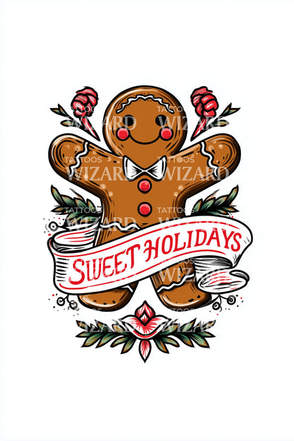 Sweet Holidays Gingerbread Tattoo Design