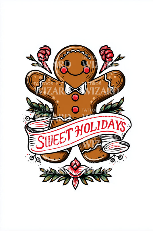 Sweet Holidays Gingerbread Tattoo Design