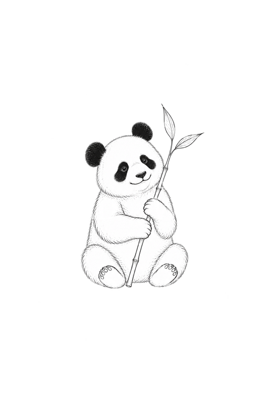 Suloisesti bambua halaava panda, tatuointi-idea