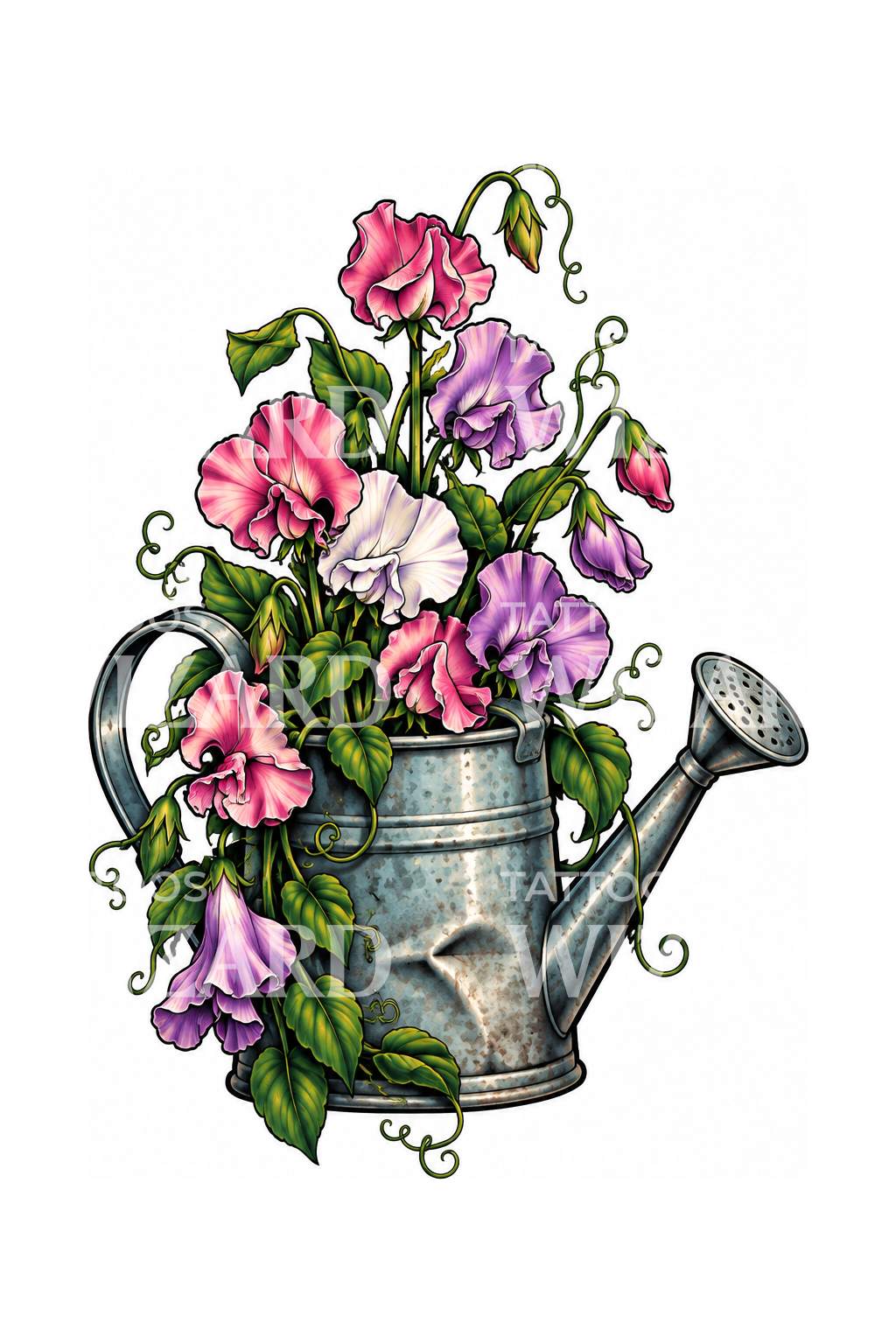 Tatoveringsidé med ærteblomster fra en vandkande