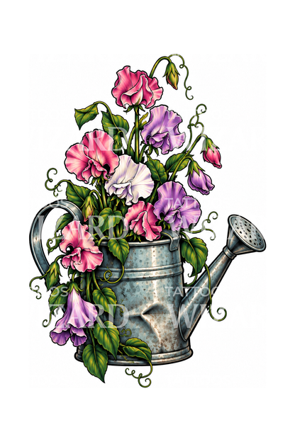 Tatoveringsidé med ærteblomster fra en vandkande