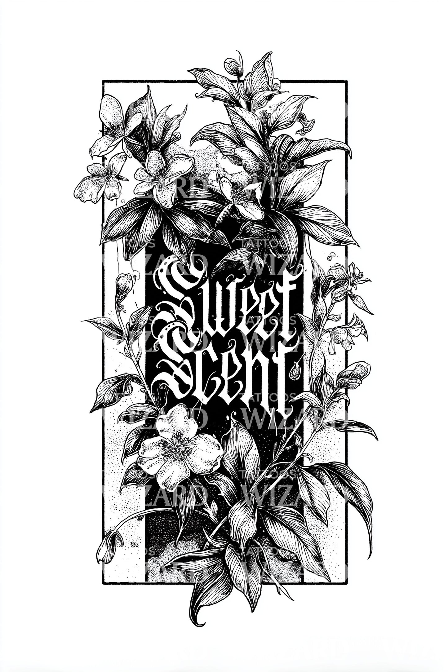 Sweet Scent Frame Tattoo Illustration