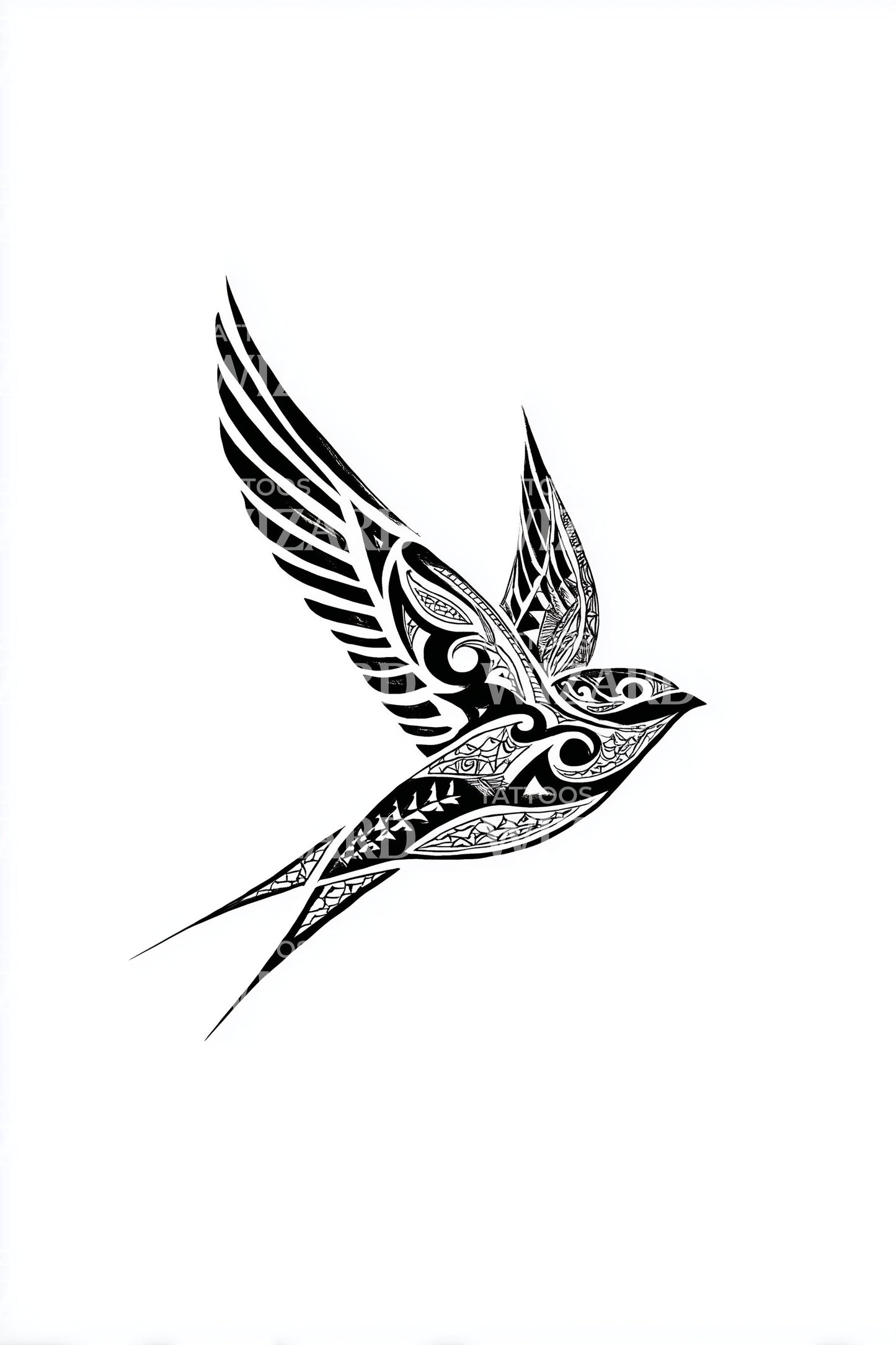 Rask flyvende spurv tatoveringsdesign