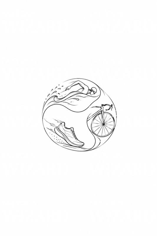 Zwemmen, fietsen, hardlopen in een cirkel, triatlon-tattoo-idee
