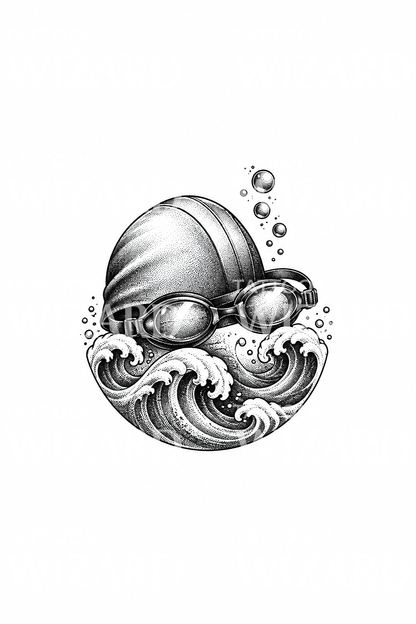 Swim Cap and Goggles on Waves Triathlon Tattoo