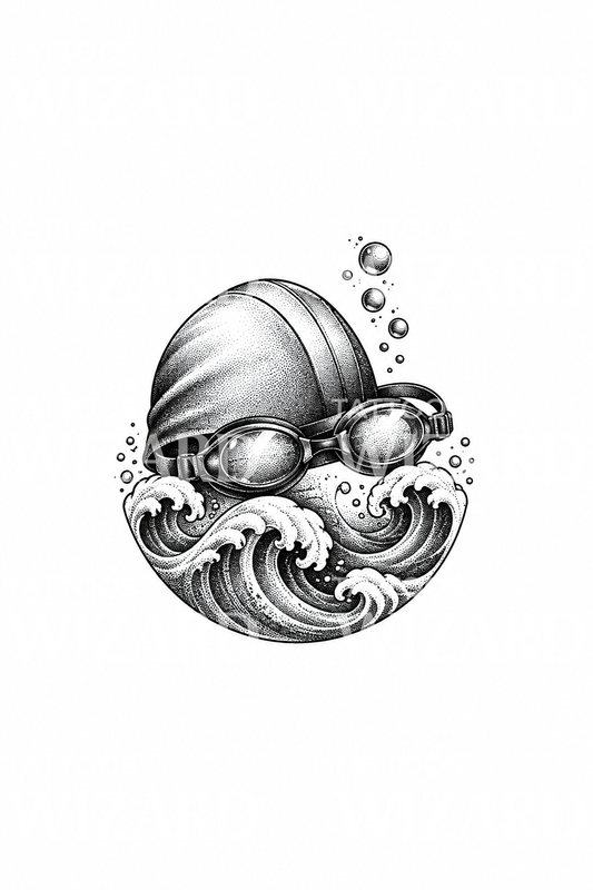 Swim Cap and Goggles on Waves Triathlon Tattoo