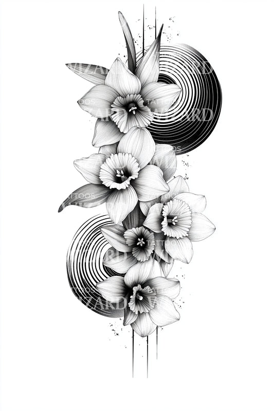 Swirl Flow Bloom Tattoo Design