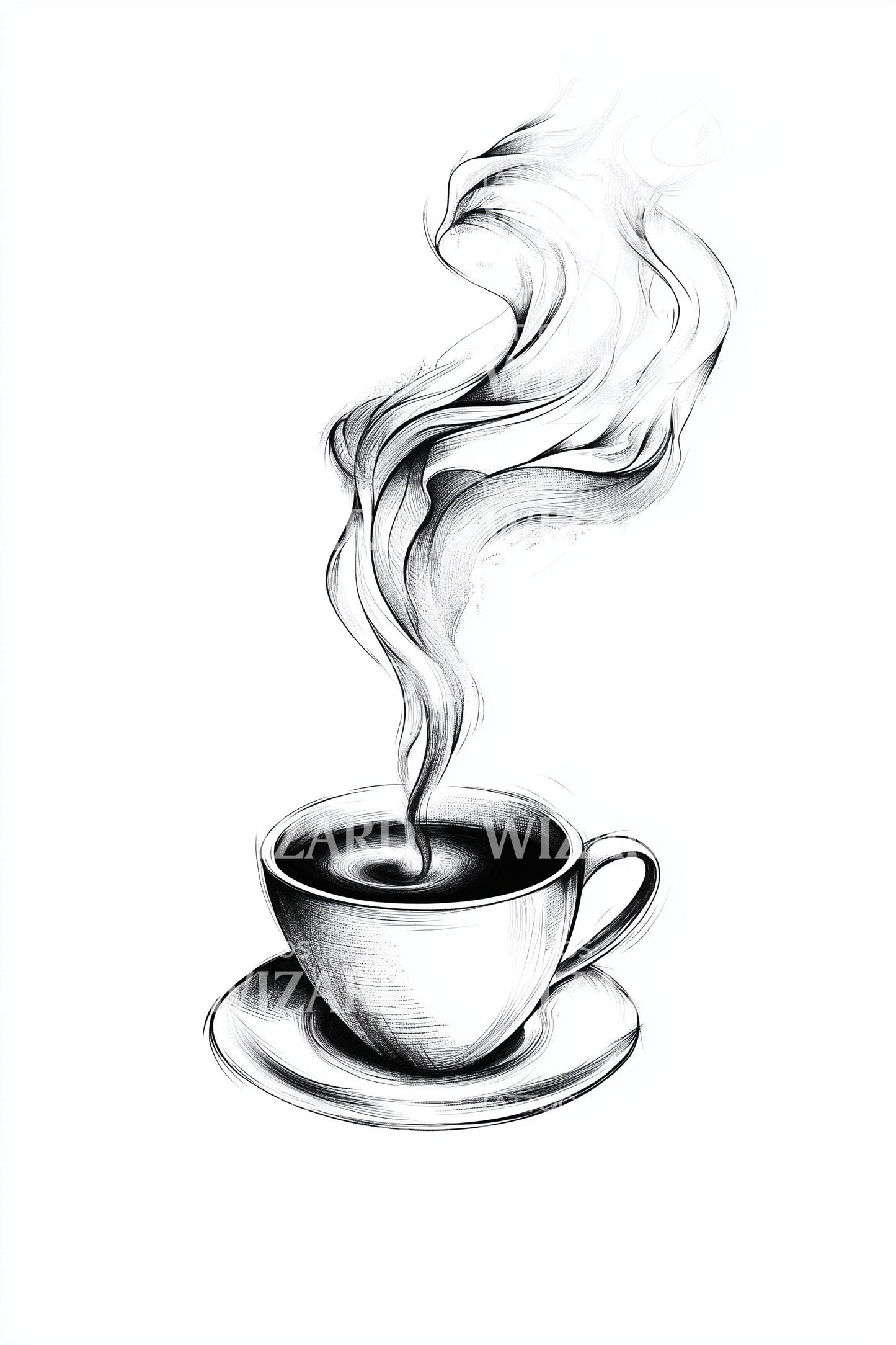Virvlande kaffekoppstatuering illustration