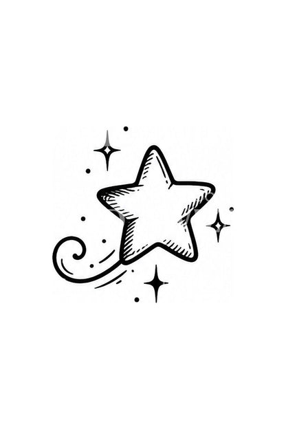 旋转涂鸦星星闪光纹身创意