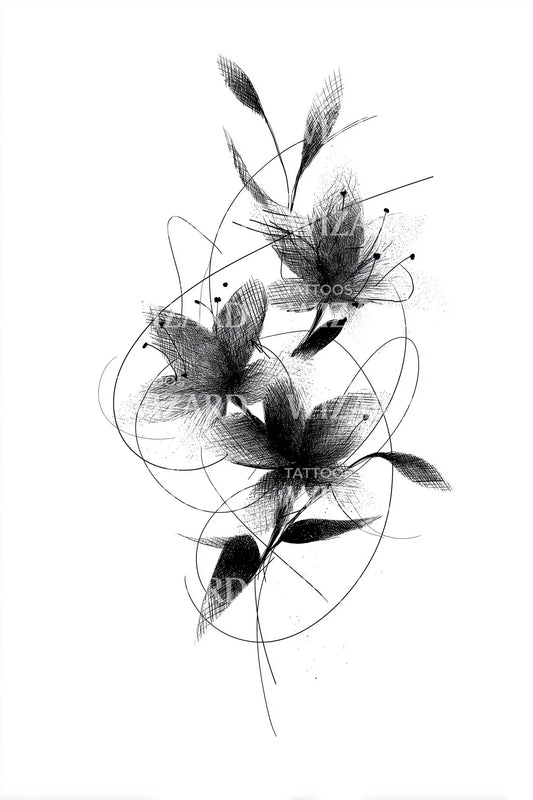 Draaierende Bloemencluster Tatoeage Ontwerp
