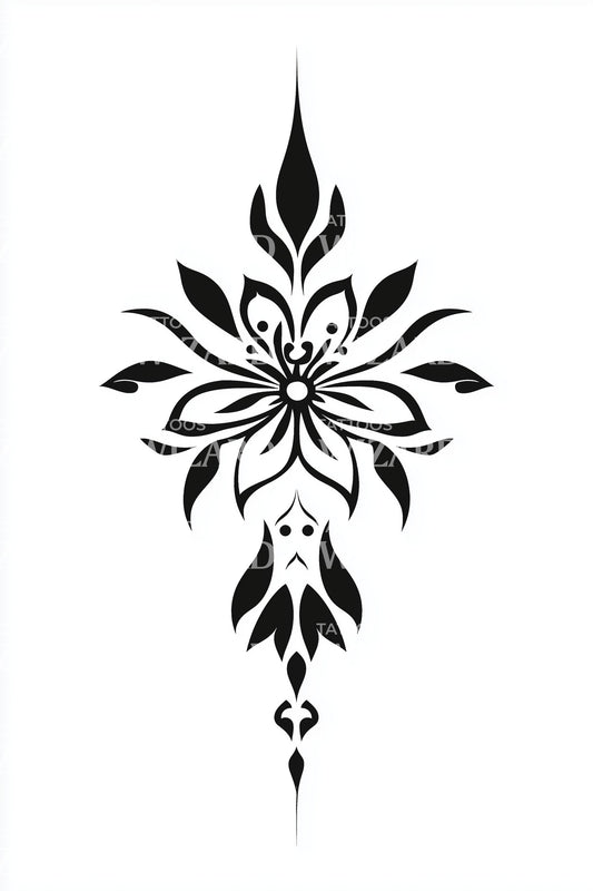 Swirling Lotus Lance Tattoo Illustration
