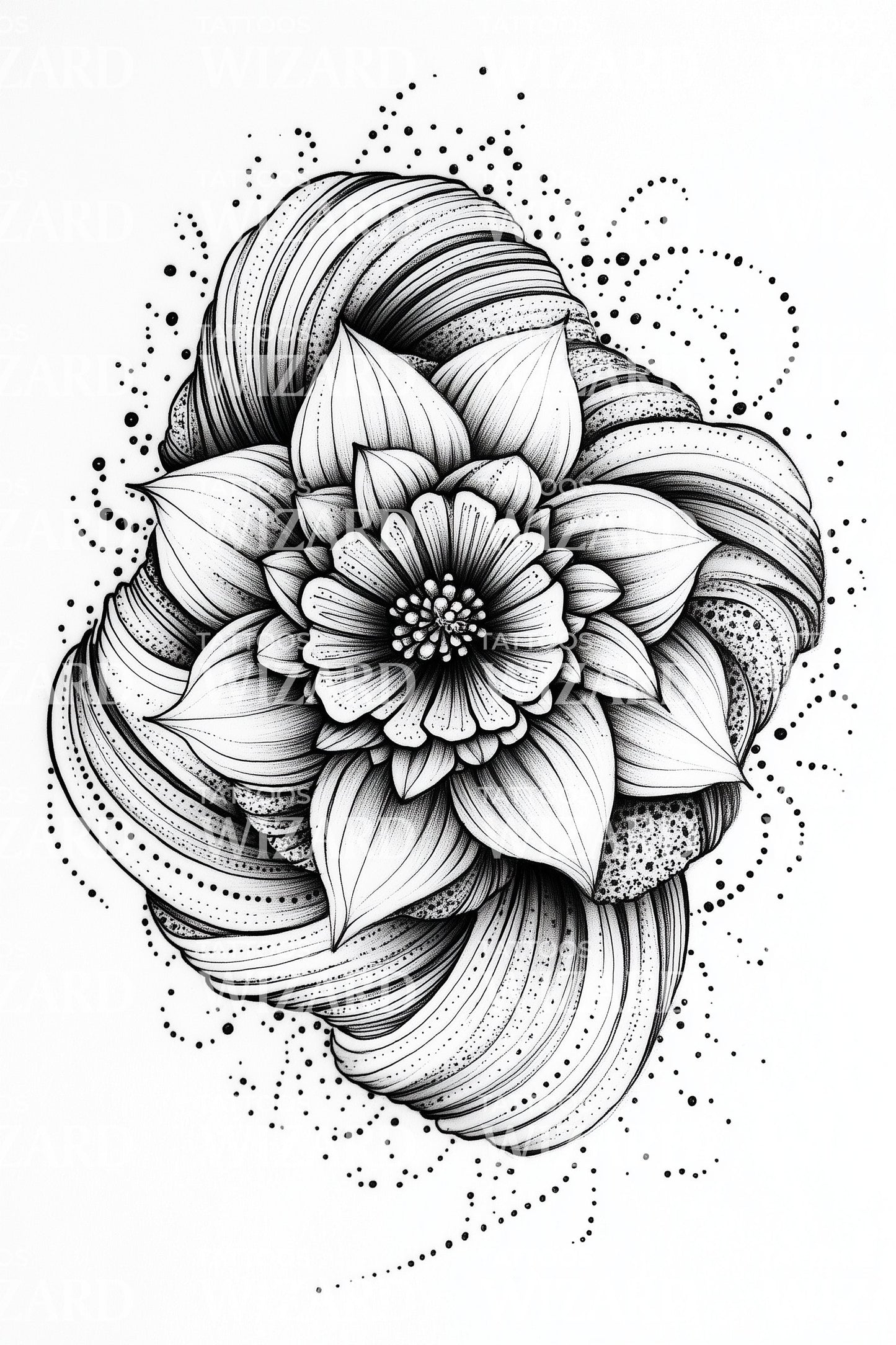Swirling Petal Mandala Tattoo Design
