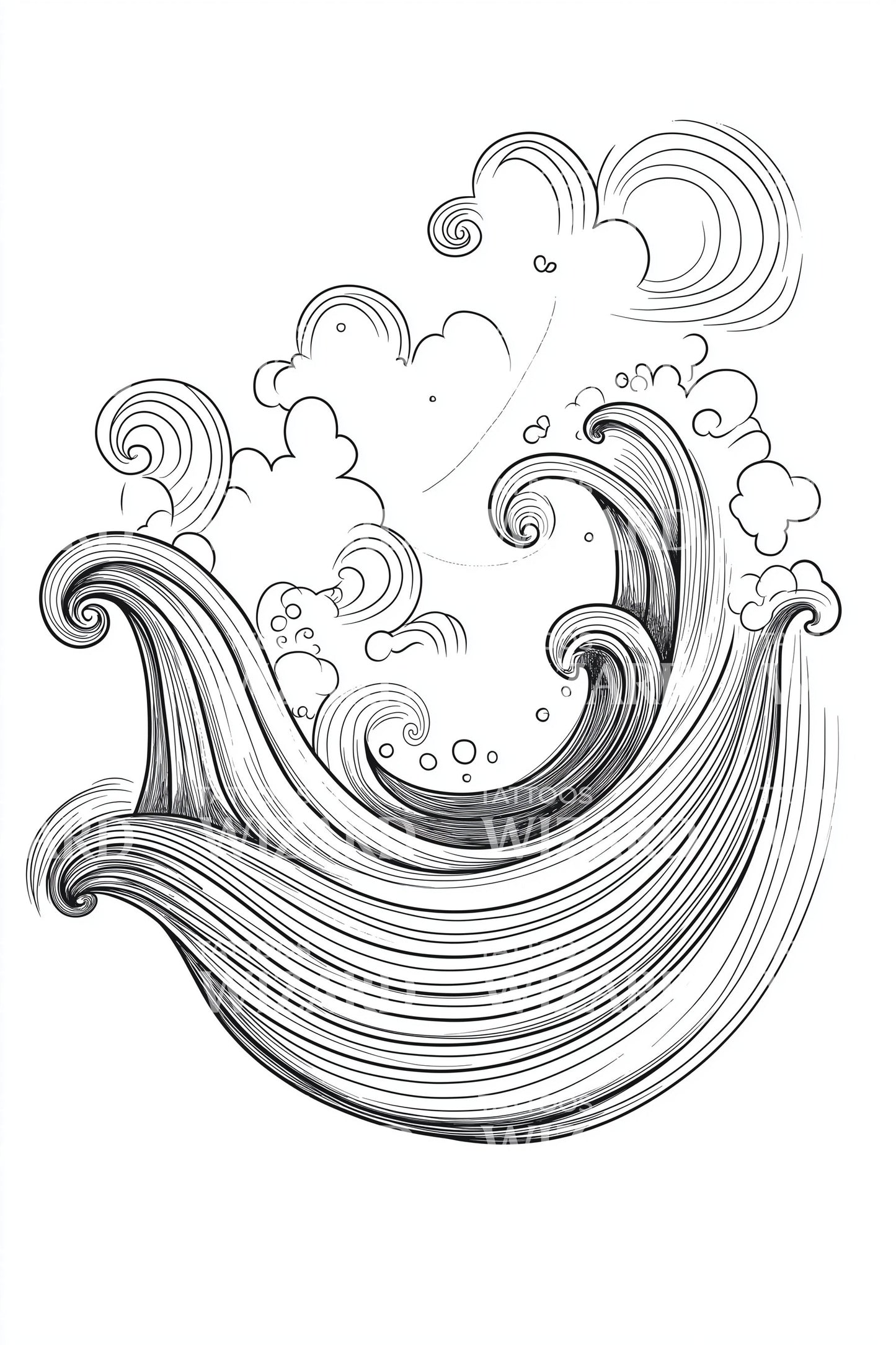 Virvlende Bølge Flow Tatoveringsdesign